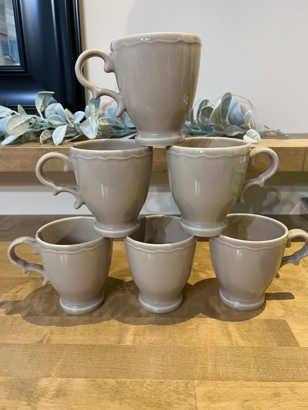 Williams-Sonoma Alexia Mocha Stoneware Mugs Made in Portugal Set/6